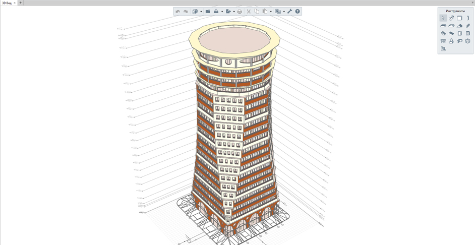 Пример 3D модели Восьмерик на четвёрике, открытая в Renga Architecture 3D модель Восьмерик на четвёрике в Renga Architecture